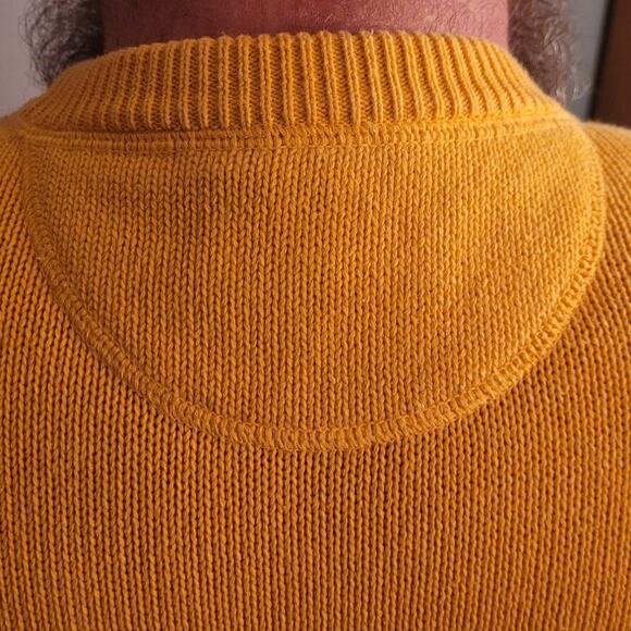 Vntg 80s 90s Great Lakes Recreation Mens Yellow Cotton Knit Sweater XL Dadcore - Picture 3 of 10